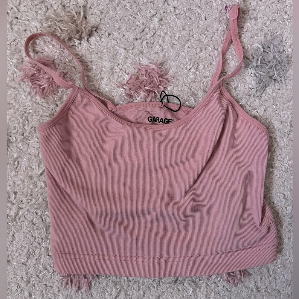 Garage pink ribbed top